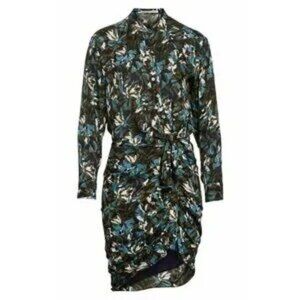 Veronica Beard Georgina Dress Silk Floral Button-Front Tie Waist Size 8